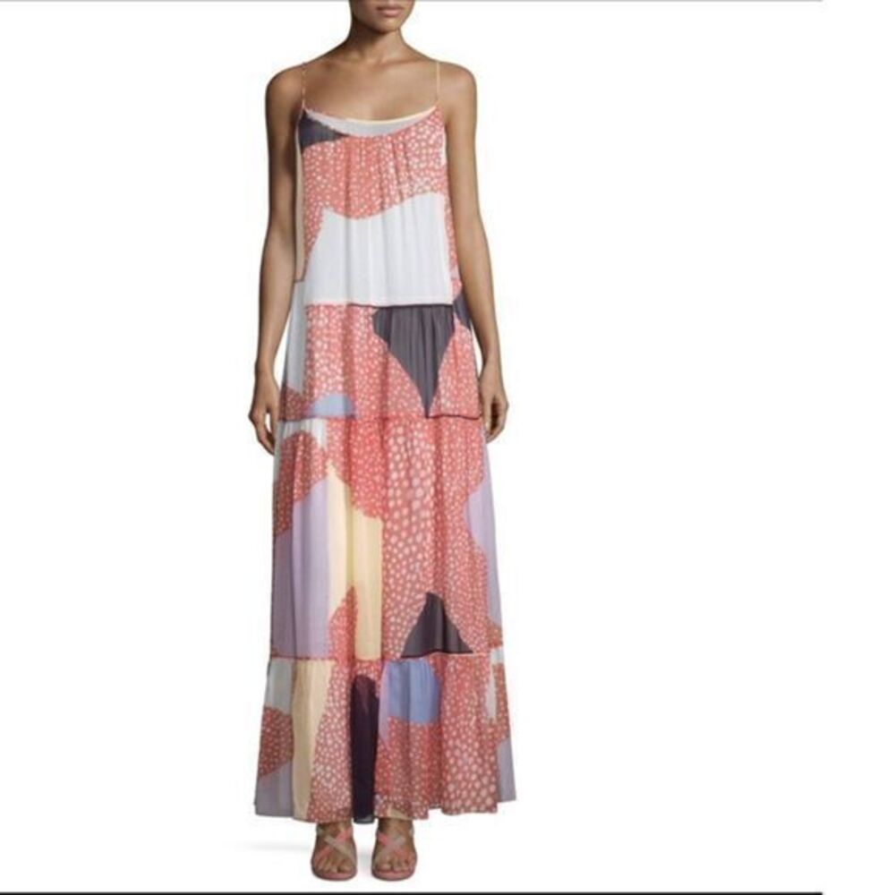 Diane Von Furstenberg Baylee Peach Maxi Dress SM